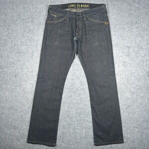 G-Star Raw Core Classic Mens 34x30 Distressed Dark Wash‎ Charcoal Denim Jeans